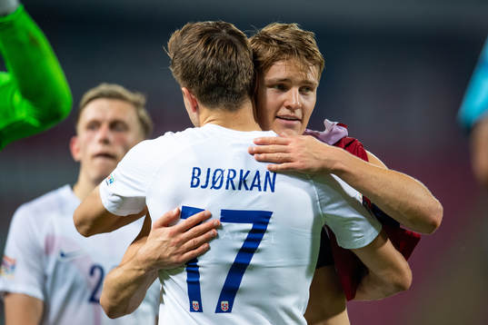 Fredrik André Bjørkan and Martin Ødegaard of Norway
