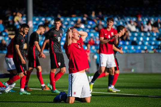Jesper Norman Daland of Norway reacts