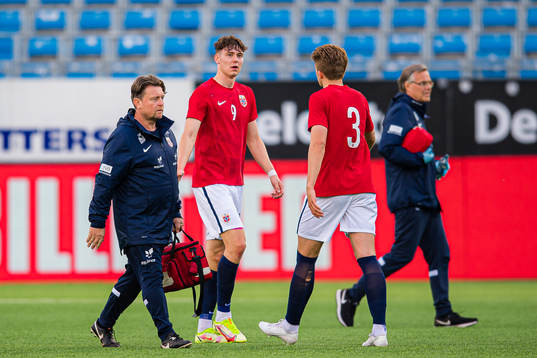 Jørgen Strand Larsen of Norway walks off the pitch