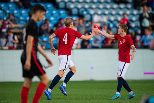 Jesper Norman Daland of Norway celebrates