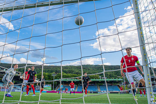 Jørgen Strand Larsen of Norway scores the 3-2 goal