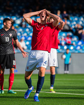 Jesper Norman Daland of Norway reacts
