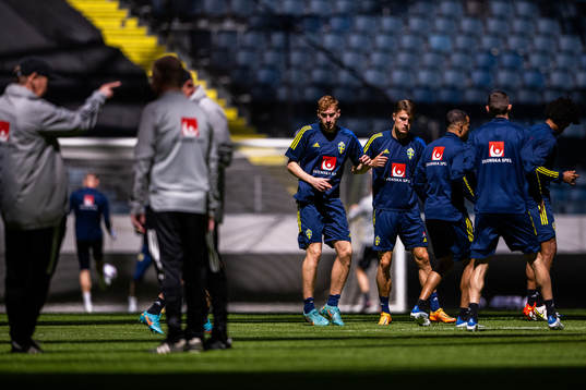 Dejan Kulusevski and Mattias Svanberg of the Swedish