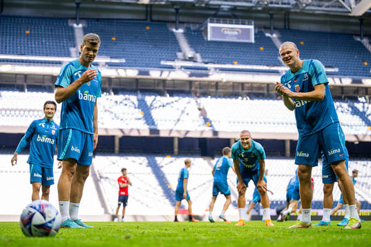 Alexander Sørloth and Erling Braut Haaland of the