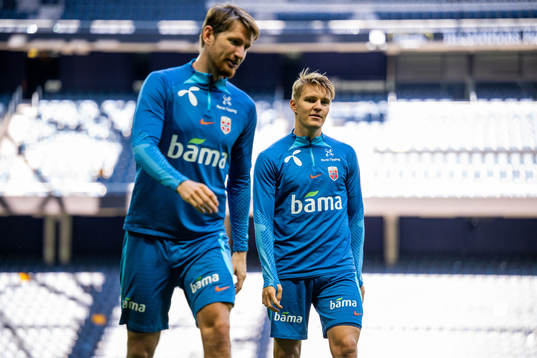Stefan Strandberg and Martin Ødegaard of the Norwegian