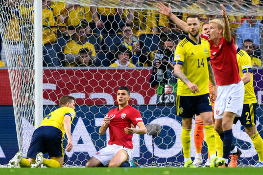 Mohamed Elyounoussi of Norway reacts