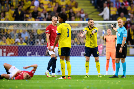Alexander Milosevic of Sweden reacts