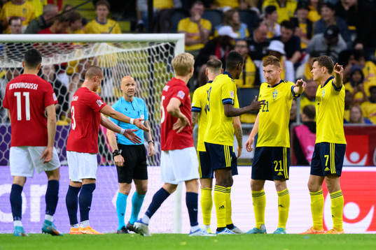 Alexander Isak, Dejan Kulusevski and Viktor Claesson of