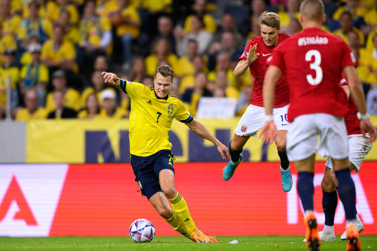 Viktor Claesson of Sweden and Martin Ødegaard of Norway