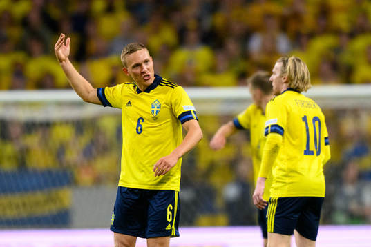 Ludwig Augustinsson of Sweden reacts