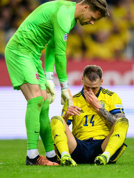 Goalkeeper Ørjan Håskjold Nyland of Norway and Alexander