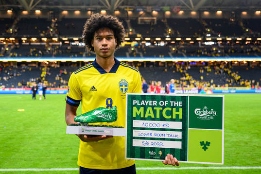 Jens Cajuste of Sweden is awarded player of the match