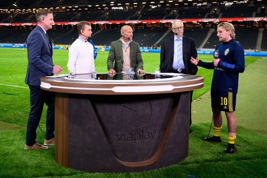 Emil Forsberg of Sweden in the Viaplay studio