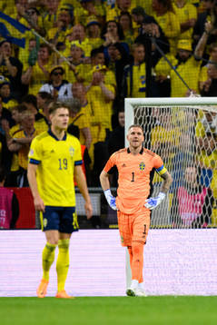 Goalkeeper Robin Olsen of Sweden looks dejected