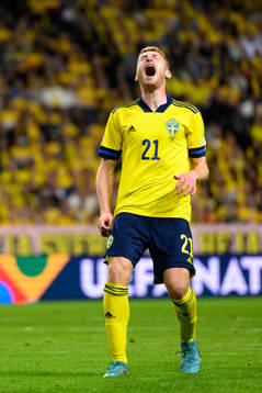 Dejan Kulusevski of Sweden reacts