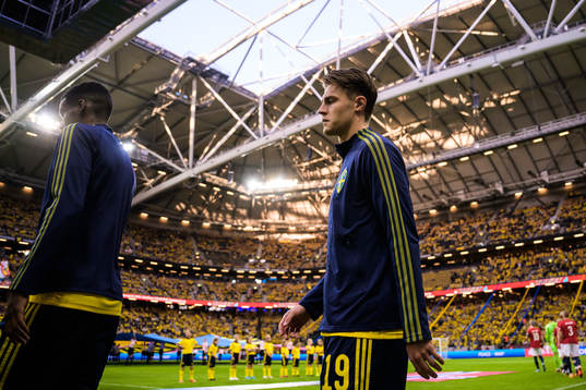 Mattias Svanberg of Sweden enters the pitch for the Nations