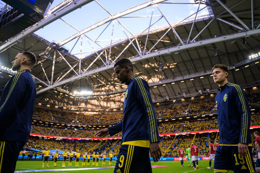 Alexander Milosevic, Alexander Isak and Mattias Svanberg of