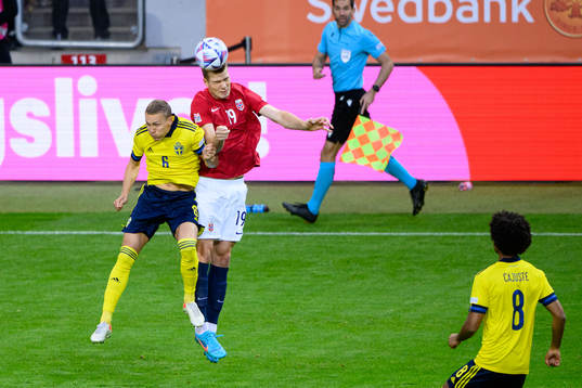 Ludwig Augustinsson of Sweden and Alexander Sørloth of