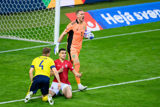 goalkeeper Robin Olsen of Sweden