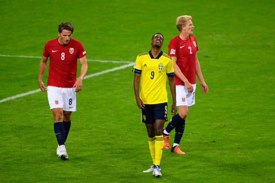 Alexander Isak of Sweden looks dejected
