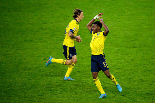 Anthony Elanga of Sweden celebrates