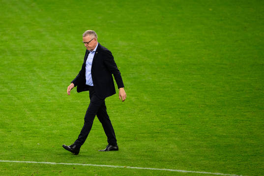 Head coach Janne Andersson looks dejected