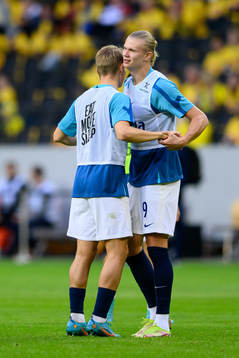 Martin Ødegaard and Erling Braut Haaland of Norway