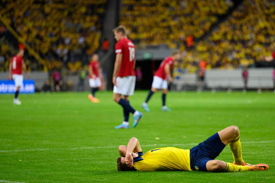 Viktor Claesson of Sweden in pain
