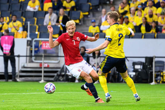 Morten Thorsby of Norway and Emil Krafth of Sweden