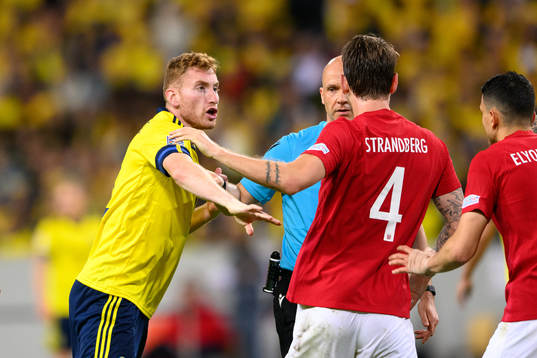 Dejan Kulusevski of Sweden and Stefan Strandberg of Norway
