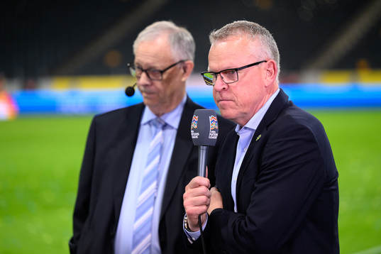 Head coach Janne Andersson of Sweden in the Viaplay studio