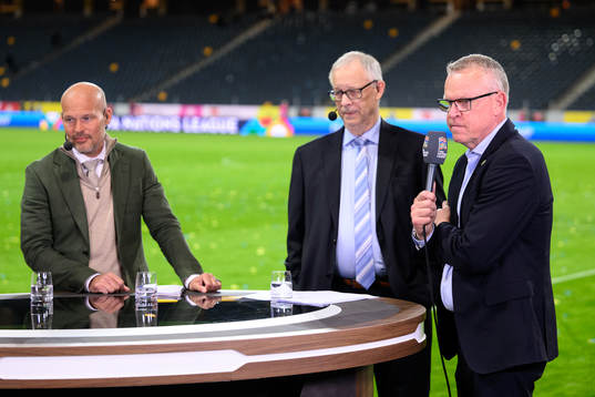 Head coach Janne Andersson of Sweden in the Viaplay studio