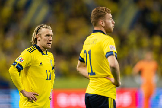 Emil Forsberg and Dejan Kulusevski of Sweden