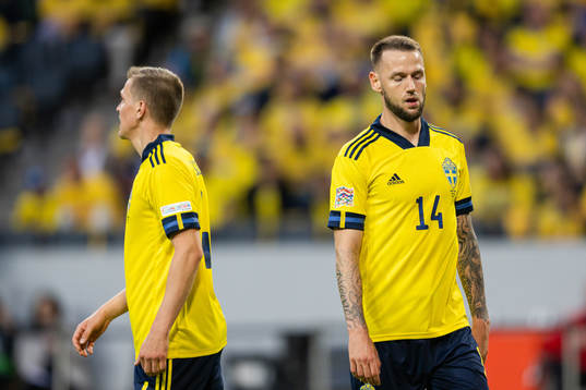 Joakim Nilsson and Alexander Milosevic of Sweden look