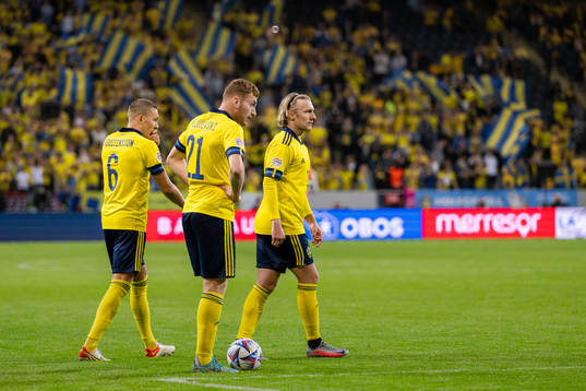 Ludwig Augustinsson , Dejan Kulusevski and Emil Forsberg of