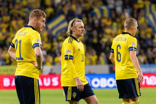 Ludwig Augustinsson , Dejan Kulusevski and Emil Forsberg of