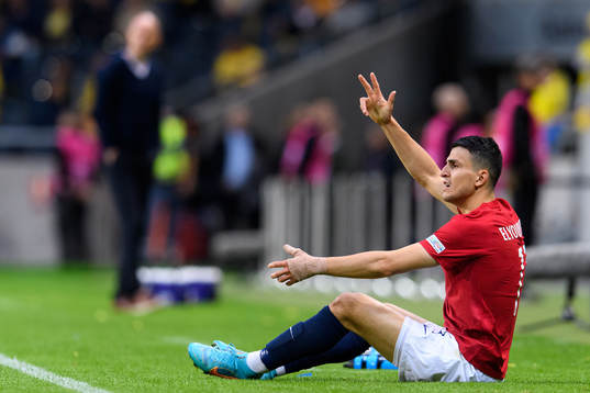 Mohamed Elyounoussi of Norway reacts