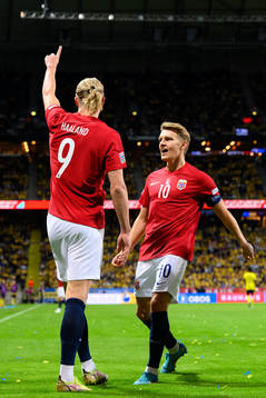 Erling Braut Haaland of Norway celebrates with Martin