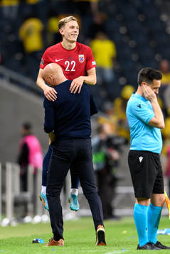 Ståle Solbakken, head coach of Norway, and Marcus Holmgren