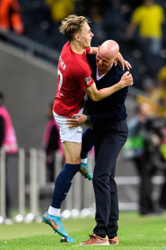 Marcus Holmgren Pedersen and Ståle Solbakken, head coach
