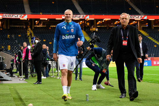 Erling Braut Haaland of Norway and Geir Ellefsen, head of