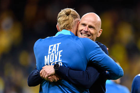 Erling Braut Haaland and Ståle Solbakken, head coach of