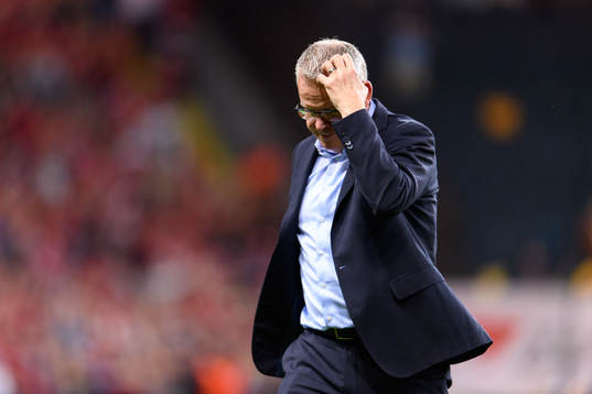Head coach Janne Andersson of Sweden looks dejected