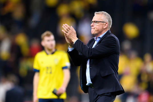Head coach Janne Andersson of Sweden looks dejected