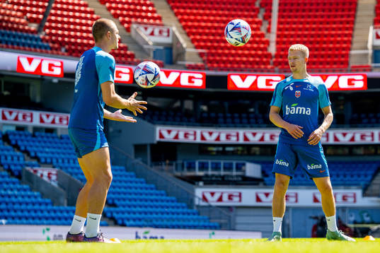 Julian Ryerson and Andreas Hanche-Olsen of the Norwegian