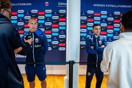Leo Østigård and Mohamed Elyounoussi of the Norwegian