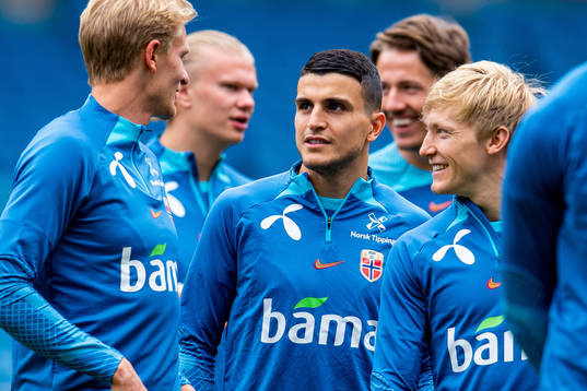 Mohamed Elyounoussi and Birger Meling of the Norwegian