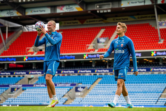 Erling Braut Haaland and Martin Ødegaard of the Norwegian