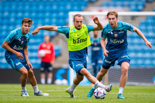 Veton Berisha and Kristian Thorstvedt of the Norwegian