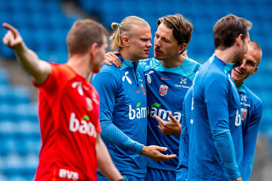 Erling Braut Haaland and Sander Berge of the Norwegian